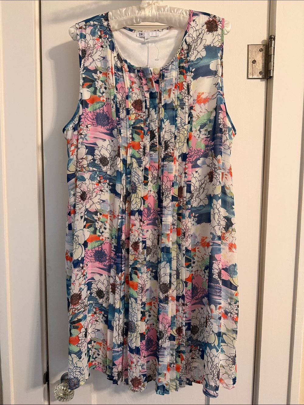 Daniel Rainn DR2 Summer Popover Dress, Fully Lined, Button Front, Flowy & Floral